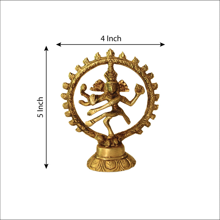 Exotic India Brass Nataraja Statue - 5.5 Cm X 4.5 Cm X 2 Cm, Multicolor