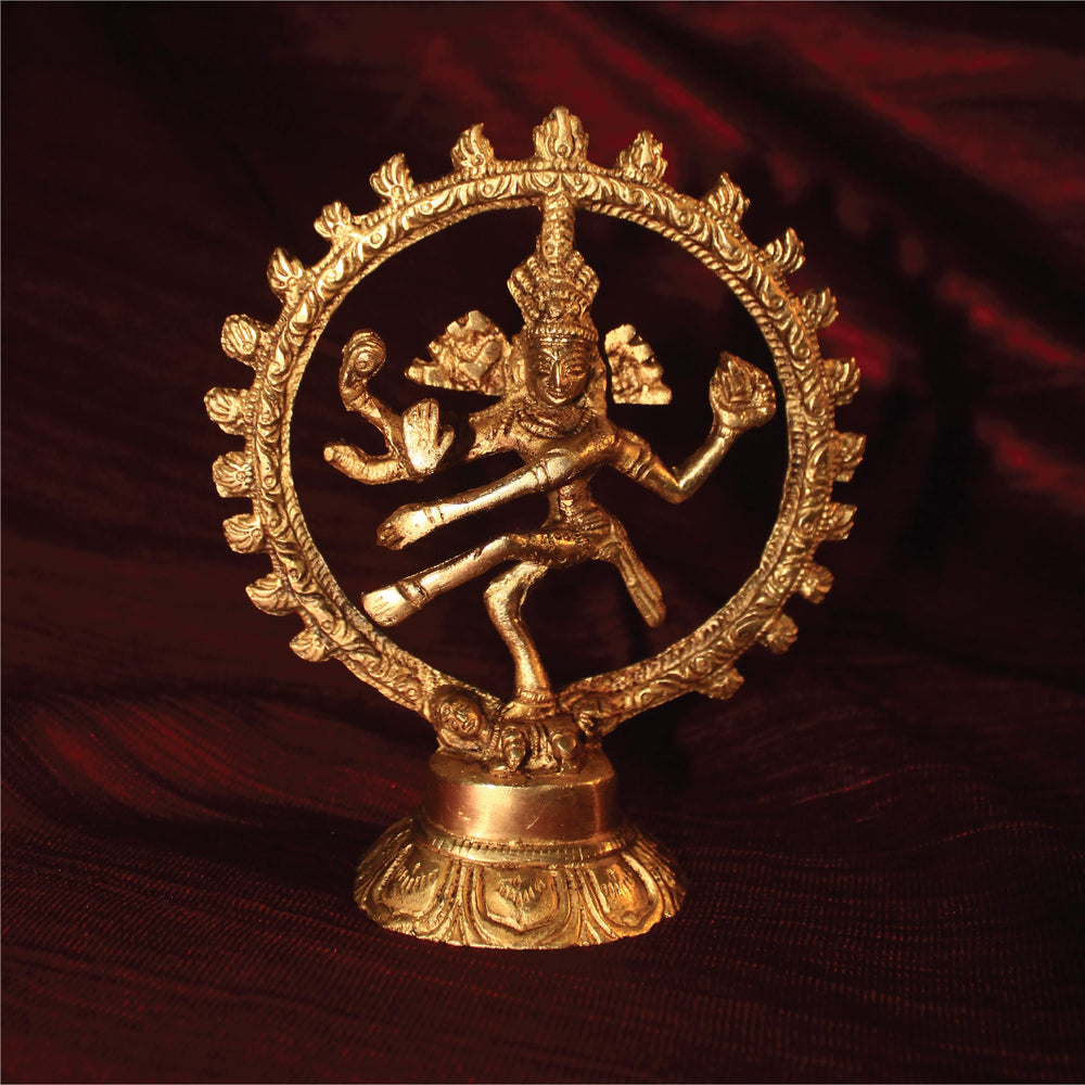 Exotic India Brass Nataraja Statue - 5.5 Cm X 4.5 Cm X 2 Cm, Multicolor